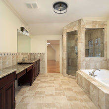 Load image into Gallery viewer, Savannah Flush Mount Ceiling Light in bathroom.