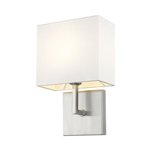 Load image into Gallery viewer, Saxon Wall Light in Brushed Nickel.