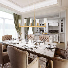 Load image into Gallery viewer, Titus Linear Chandelier in dining room.