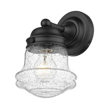 Load image into Gallery viewer, Vaughn Bath Wall Light in Matte Black/Clear Seedy.