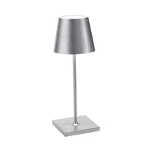 Load image into Gallery viewer, Poldina Pro Mini LED Table Lamp in Silver Leaf.