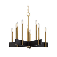Load image into Gallery viewer, Abrams Chandelier in 10-Light/Aged Brass.