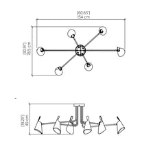 Load image into Gallery viewer, Balance Semi Flush Mount Ceiling Light - line drawing.