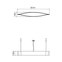 Load image into Gallery viewer, Canoe LED Pendant Light - line drawing.