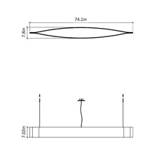 Load image into Gallery viewer, Canoe LED Pendant Light - line drawing.