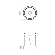 Load image into Gallery viewer, Cylindrical LED Pendant Light - line drawing.