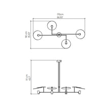 Load image into Gallery viewer, Dot Linear Pendant Light - line drawing.