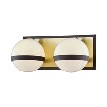 Load image into Gallery viewer, Ace Bath Vanity Light in Textured Bronze / Brushed Brass (2-Light).