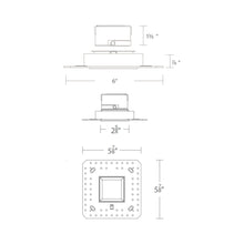 Load image into Gallery viewer, Aether 2 Inch Downlight Trimless Square LED Recessed Trim - line drawing.