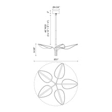 Load image into Gallery viewer, Flora LED Pendant Light - line drawing.