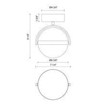 Load image into Gallery viewer, Globo LED Semi Flush Mount Ceiling Light - line drawing.