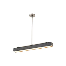 Load image into Gallery viewer, Valise LED Linear Pendant Light in Small/Aged Nickel/Tuxedo Leather.