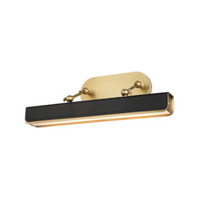 Load image into Gallery viewer, Valise LED Picture Light in Medium/Vintage Brass/Tuxedo Leather .