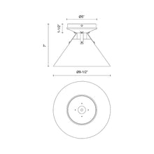 Load image into Gallery viewer, Archer Semi Flush Mount Ceiling Light - line drawing.