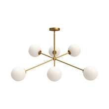 Load image into Gallery viewer, Cassia Chandelier in Aged Gold/Opal Glass.