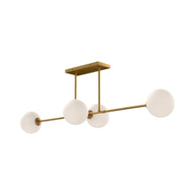 Load image into Gallery viewer, Cassia Linear Pendant Light in Aged Gold/Opal Glass.