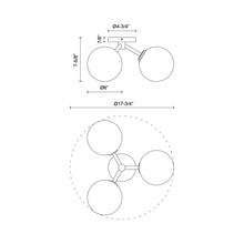 Load image into Gallery viewer, Cassia Semi Flush Mount Ceiling Light - line drawing.