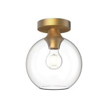 Load image into Gallery viewer, Castilla Flush Mount Ceiling Light in Aged Gold/Clear Glass (Small).