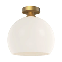 Load image into Gallery viewer, Castilla Flush Mount Ceiling Light in Aged Gold/Opal Matte Glass (Large).