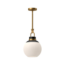 Load image into Gallery viewer, Copperfield Pendant Light in Aged Gold/Opal Matte Glass (Small).