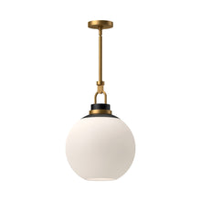 Load image into Gallery viewer, Copperfield Pendant Light in Aged Gold/Opal Matte Glass (Large).