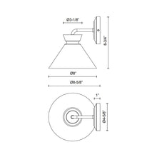 Load image into Gallery viewer, Halston Wall Light - line drawing.