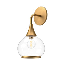 Load image into Gallery viewer, Hazel Bath Wall Light in Aged Gold/Clear Glass.