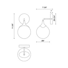 Load image into Gallery viewer, Nouveau Bath Wall Light - line drawing.