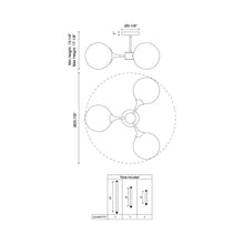 Load image into Gallery viewer, Nouveau Semi Flush Mount Ceiling Light - line drawing.