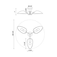 Load image into Gallery viewer, Oscar Semi Flush Mount Ceiling Light - line drawing.