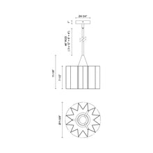 Load image into Gallery viewer, Plisse Rod Pendant Light - line drawing.
