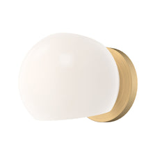 Load image into Gallery viewer, Willow Bath Wall Light in Brushed Gold/Opal Matte Glass.