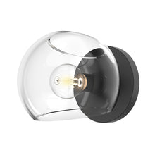 Load image into Gallery viewer, Willow Bath Wall Light in Matte Black/Clear Glass.