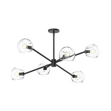 Load image into Gallery viewer, Willow Chandelier in Matte Black/Clear Glass (6-Light).