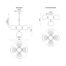 Load image into Gallery viewer, Willow Chandelier - line drawing.