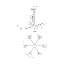 Load image into Gallery viewer, Willow Chandelier - line drawing.