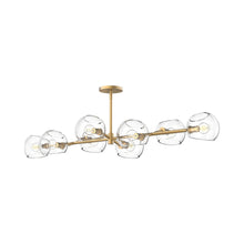 Load image into Gallery viewer, Willow Linear Pendant Light in Brushed Gold/Clear Glass.