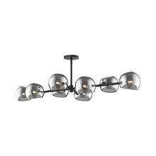 Load image into Gallery viewer, Willow Linear Pendant Light in Matte Black/Smoked Solid Glass.