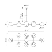 Load image into Gallery viewer, Willow Linear Pendant Light - line drawing.