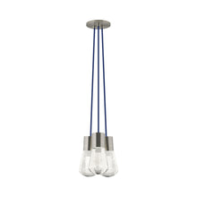 Load image into Gallery viewer, Alva 3-Light LED Pendant Light in Blue/Satin Nickel.