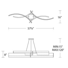 Load image into Gallery viewer, Arcs LED Pendant Light- line drawing.