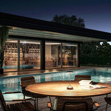 Load image into Gallery viewer, Benjamin Franklin LED Portable Battery Table Lamp in Outdoor Area.