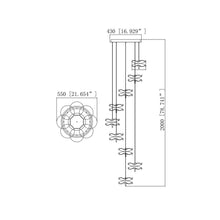 Load image into Gallery viewer, Butterfly LED Multi Light Pendant Light - line drawing.