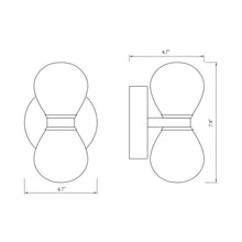 Load image into Gallery viewer, H2O Bulb LED Bath Light - line drawing.