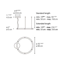 Load image into Gallery viewer, Alphabet of Light LED Circular Suspension Light - line drawing.
