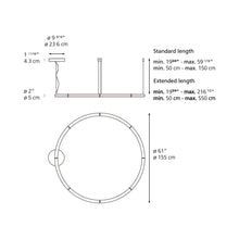 Load image into Gallery viewer, Alphabet of Light LED Circular Suspension Light - line drawing.