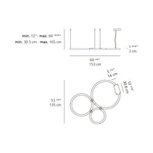 Load image into Gallery viewer, Ripple LED Cluster Pendant Light - line drawing.