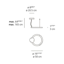 Load image into Gallery viewer, Ripple LED Pendant Light - line drawing.