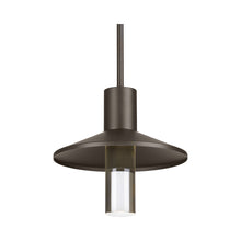 Load image into Gallery viewer, Ash Outdoor LED Pendant Light with Clear Cylinder in Bronze.