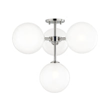Load image into Gallery viewer, Ashleigh 4-Light LED Semi-Flush Mount Ceiling Light in Polished Nickel.